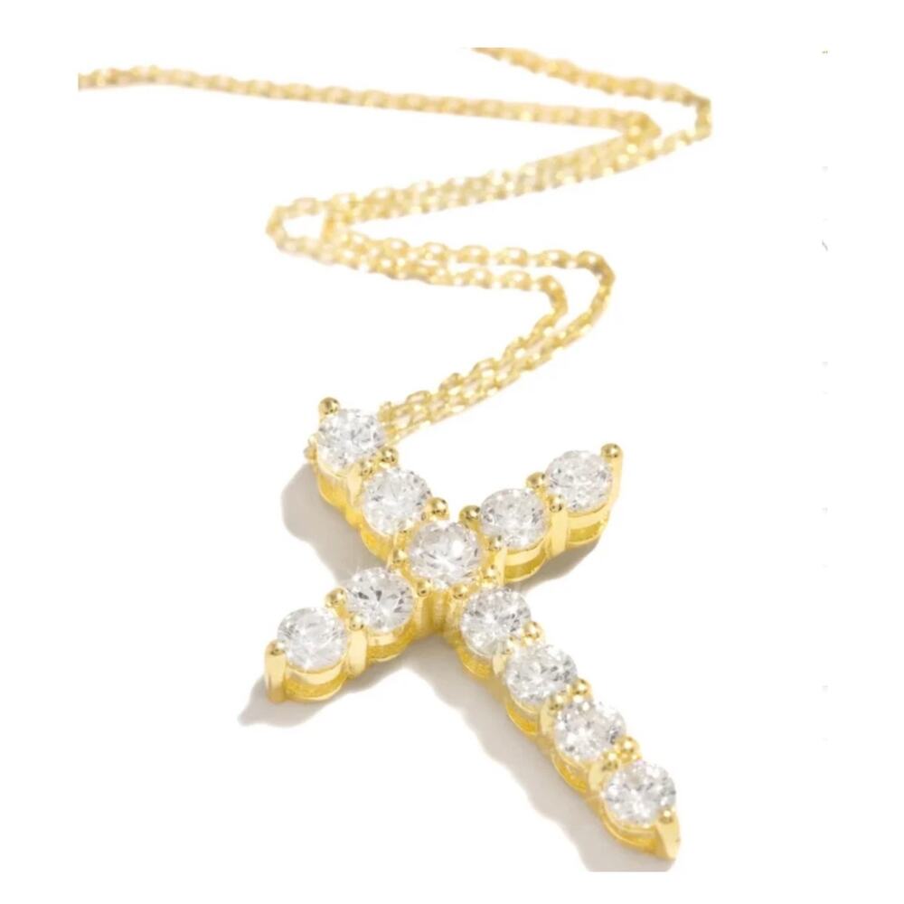 NIB S925 Rhinestone Gold Cross